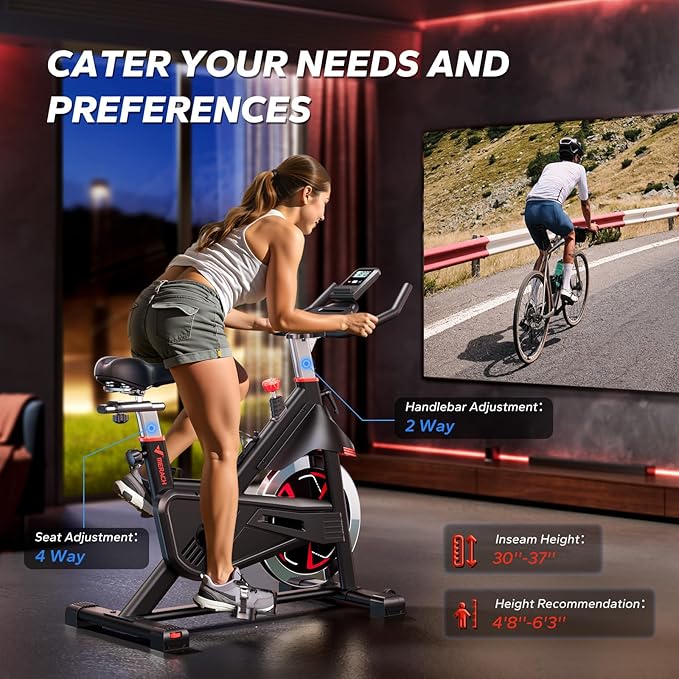 MERACH Magnetic Exercise Bike, Indoor Cycling Bike with Self-Developed App, 350 lbs Weight Capacity