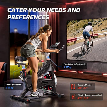 MERACH Magnetic Exercise Bike, Indoor Cycling Bike with Self-Developed App, 350 lbs Weight Capacity