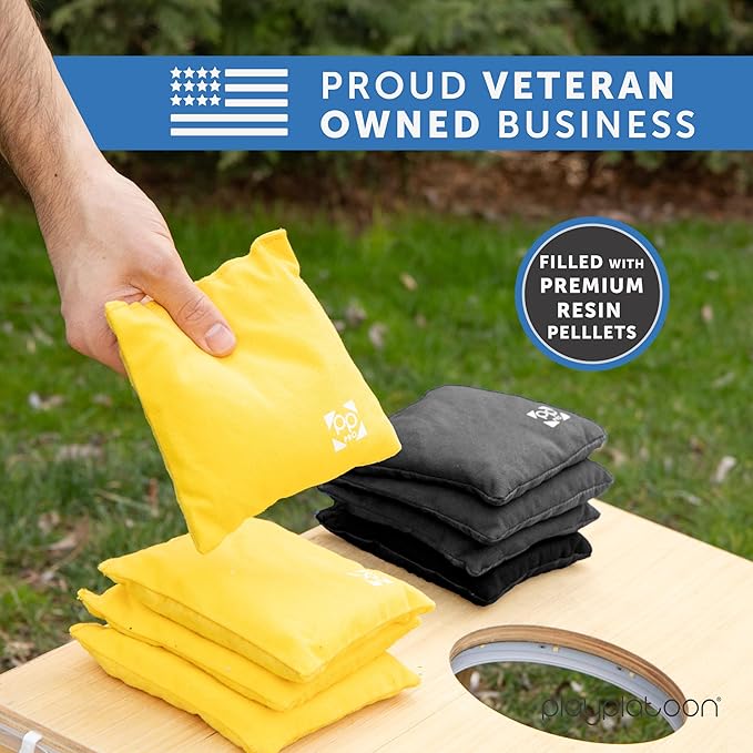 Professional Cornhole Bags - Set of 8 Regulation All Weather Double Sided - Sticky Side/Slick Side