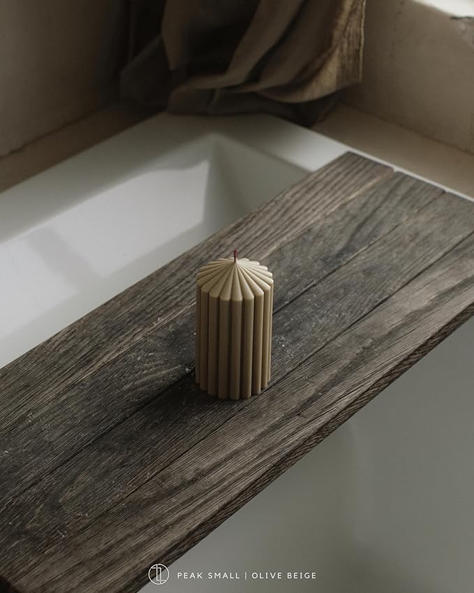 LAWA Ribbed Peak Pillar Candle - Large Beautiful Handmade Pillar Scented Soy Wax Candle Elegant