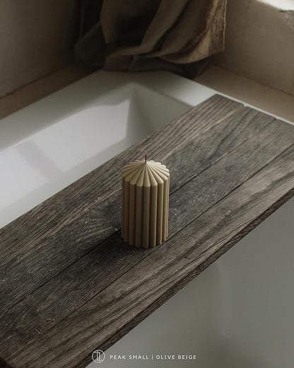LAWA Ribbed Peak Pillar Candle - Large Beautiful Handmade Pillar Scented Soy Wax Candle Elegant