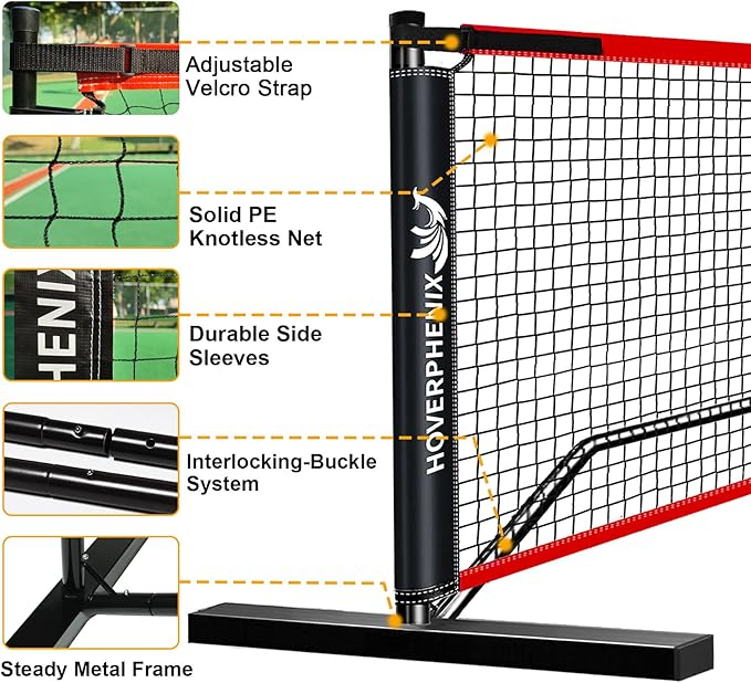 Pickleball Net for Driveway, Portable Pickleball Net System with Regualtion Size 22FT Pickle Ball