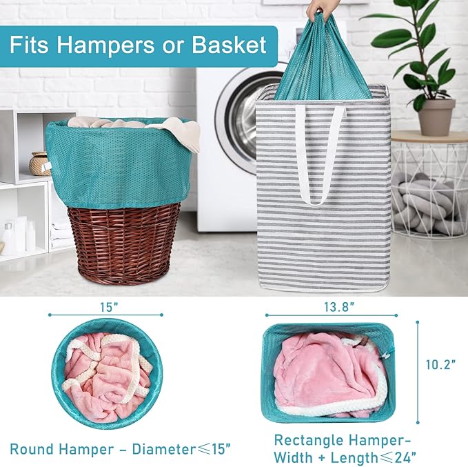 Polecasa Heavy Duty Large Mesh Laundry Bags with ID Tag and Locking Drawstring Closure - 2 Pack, 24