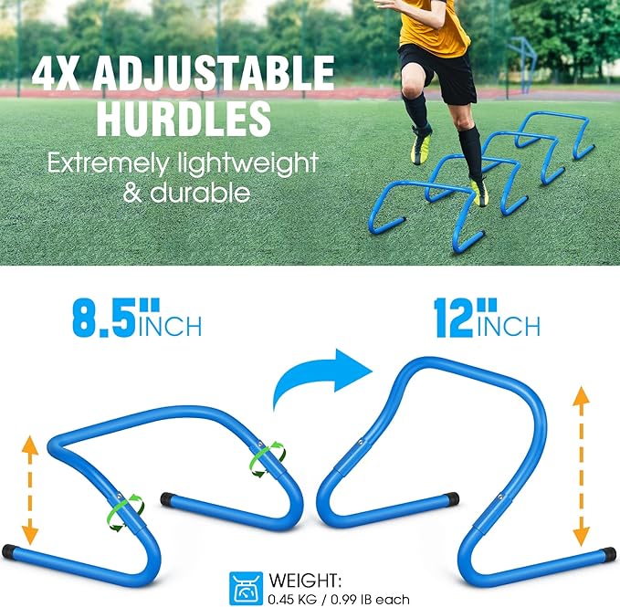 Agility Ladder Speed Training Equipment Set-20ft Agility Ladder,12 Soccer Cones,4 Hurdles, Jump