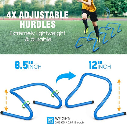 Agility Ladder Speed Training Equipment Set-20ft Agility Ladder,12 Soccer Cones,4 Hurdles, Jump
