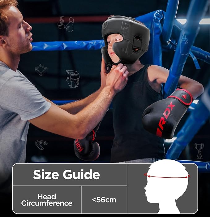 RDX Kids Boxing Headgear, MMA Training, Adjustable Padded Kara Muay Thai Juniors Head Gear