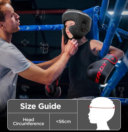 RDX Kids Boxing Headgear, MMA Training, Adjustable Padded Kara Muay Thai Juniors Head Gear