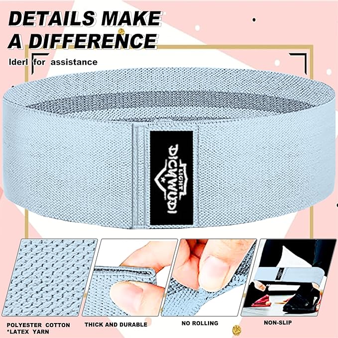 Fabric Resistance Bands for Working Out, 6Pack Non-Slip Exercise Bands for Women and Men, Fabric