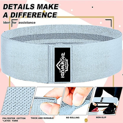 Fabric Resistance Bands for Working Out, 6Pack Non-Slip Exercise Bands for Women and Men, Fabric