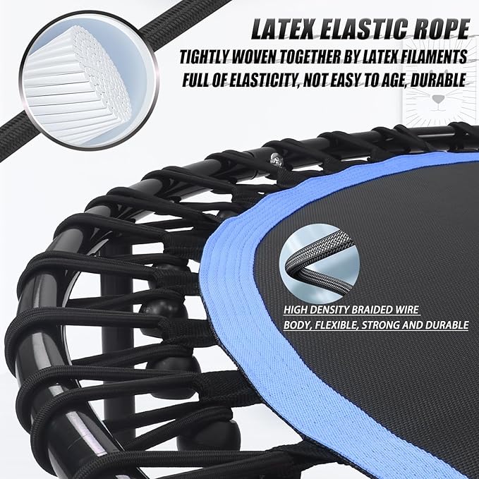 Newan 40"-48" Silent Mini Trampoline Fitness Trampoline Bungee Rebounder Jumping Cardio Trainer