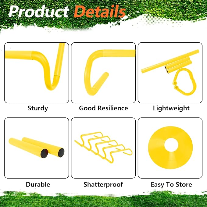 10 Pcs 6" Speed Agility Training Hurdles with 6 Marker Cone Durable Detachable Training Equipments