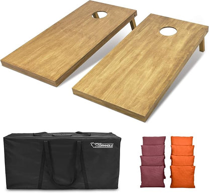GoSports 4 ft x 2 ft Regulation Size Wooden Cornhole Boards Set - Includes Carrying Case - Full