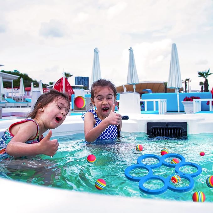 Hiboom Pool Game with Score, Combo Foam Pool Floats with 10 Colorful Tossing Balls, Toss Game