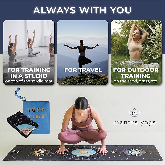 Mantra Yoga Travel PRO 1.5mm - Foldable Fitness & Exercise Mat with Bag | Lightweight, Compact &