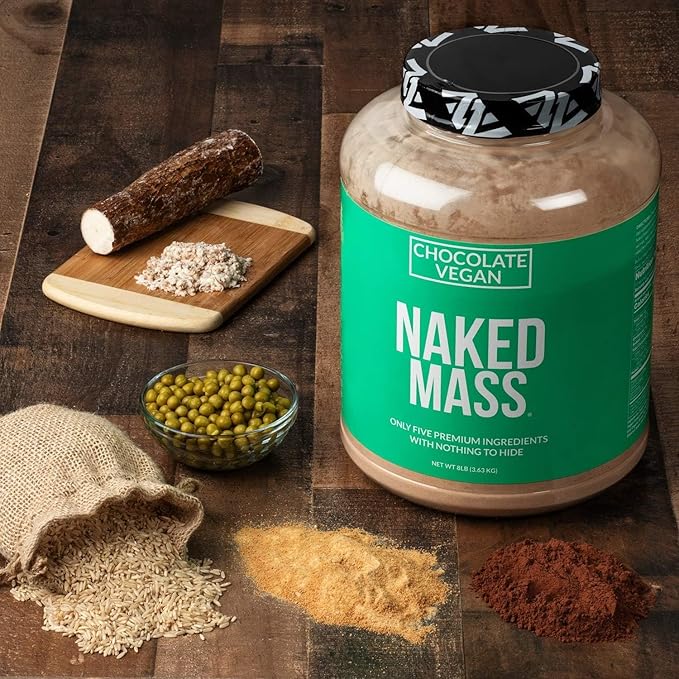 NAKED Vegan Mass - Chocolate Vegan Weight Gainer - 1,280 Calories, Non-GMO, Soy & Gluten Free, No