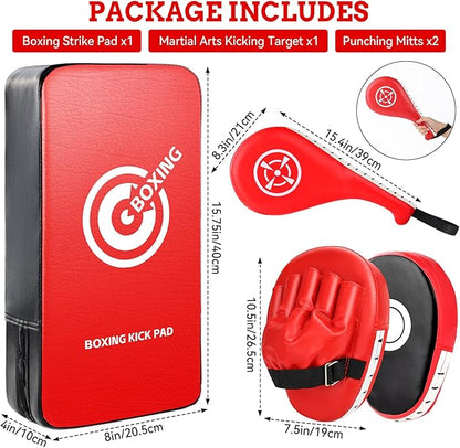 Punching Mitts Kick Pack Set, Boxing Pads Curved Focus Punching Mitts Kickboxing Striking Target
