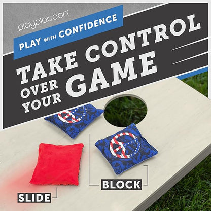 Professional Cornhole Bags - Set of 8 Regulation All Weather Double Sided - Sticky Side/Slick Side