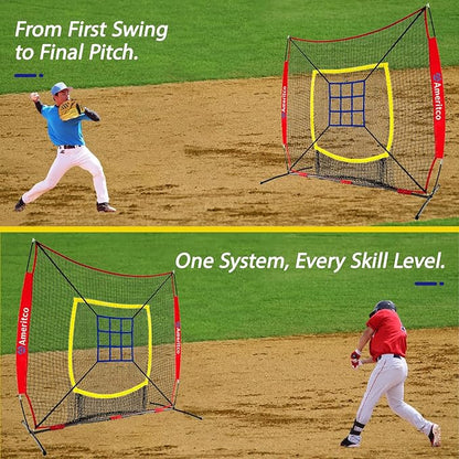 7x7ft Baseball Net with Strike Zone, Large Pocket Baseball Training Net for