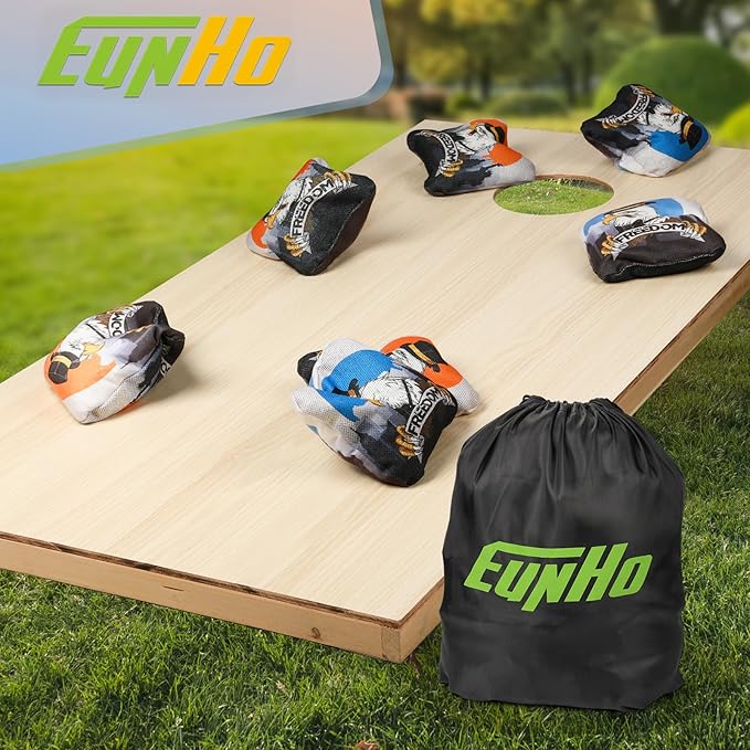 EunHo Cornhole Bags Regulation Dual Sided Set of 8, Professional Cornhole Bean Bags Slick & Sticky