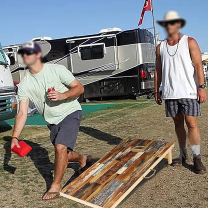 Solid Wood Vintage Cornhole Game Set, Two 4'x2'Cornhole Boards, 8 Cornhole Bags for Indoor and