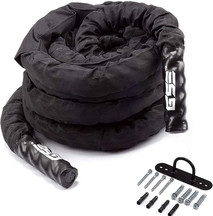 GSE Games & Sports Expert Gym Battle Rope, Heavy-Duty Workout Ropes for Indoor & Outdoor Workout