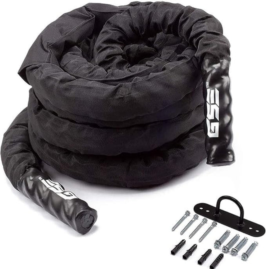 GSE Games & Sports Expert Gym Battle Rope, Heavy-Duty Workout Ropes for Indoor & Outdoor Workout