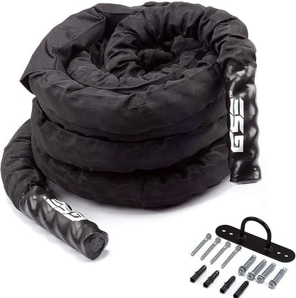 GSE Games & Sports Expert Gym Battle Rope, Heavy-Duty Workout Ropes for Indoor & Outdoor Workout