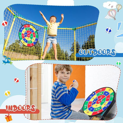 29" Dart Board Game Trampoline Accessories, Toss Game Dartboard with 20 Sticky Balls, Indoor &