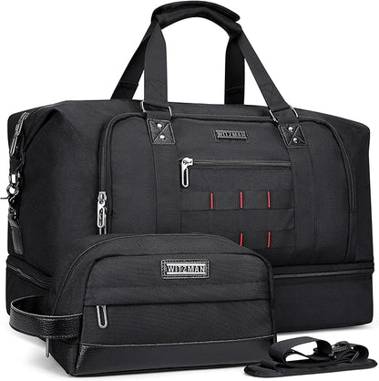 WITZMAN Travel Duffle Bags for Men Weekender Bags with Toiletry Bag Sets Carry On Overnight Bag 55L