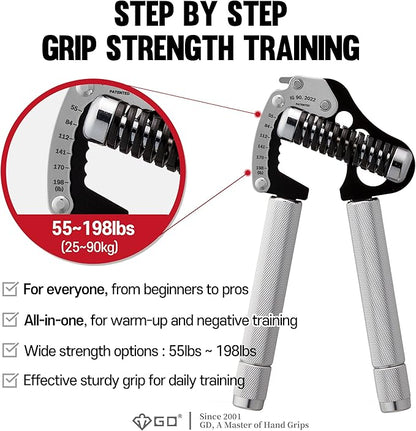 GD IRON GRIP Grip Strength Trainer Adjustable Hand Gripper Strengthener Hand Grip Exerciser Wrist