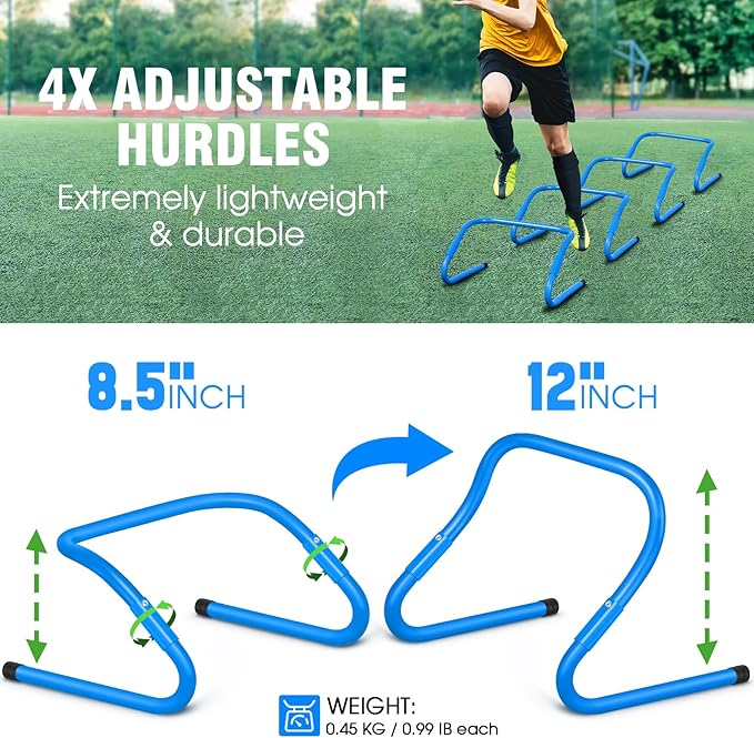 Agility Ladder Speed Training Equipment Set-20ft Agility Ladder,12 Soccer Cones,4 Hurdles, Jump