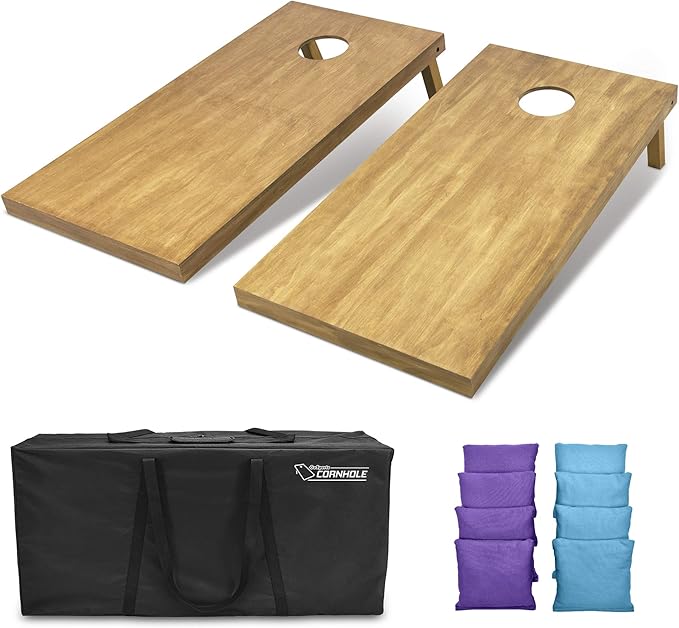 GoSports 4 ft x 2 ft Regulation Size Wooden Cornhole Boards Set - Includes Carrying Case - Full
