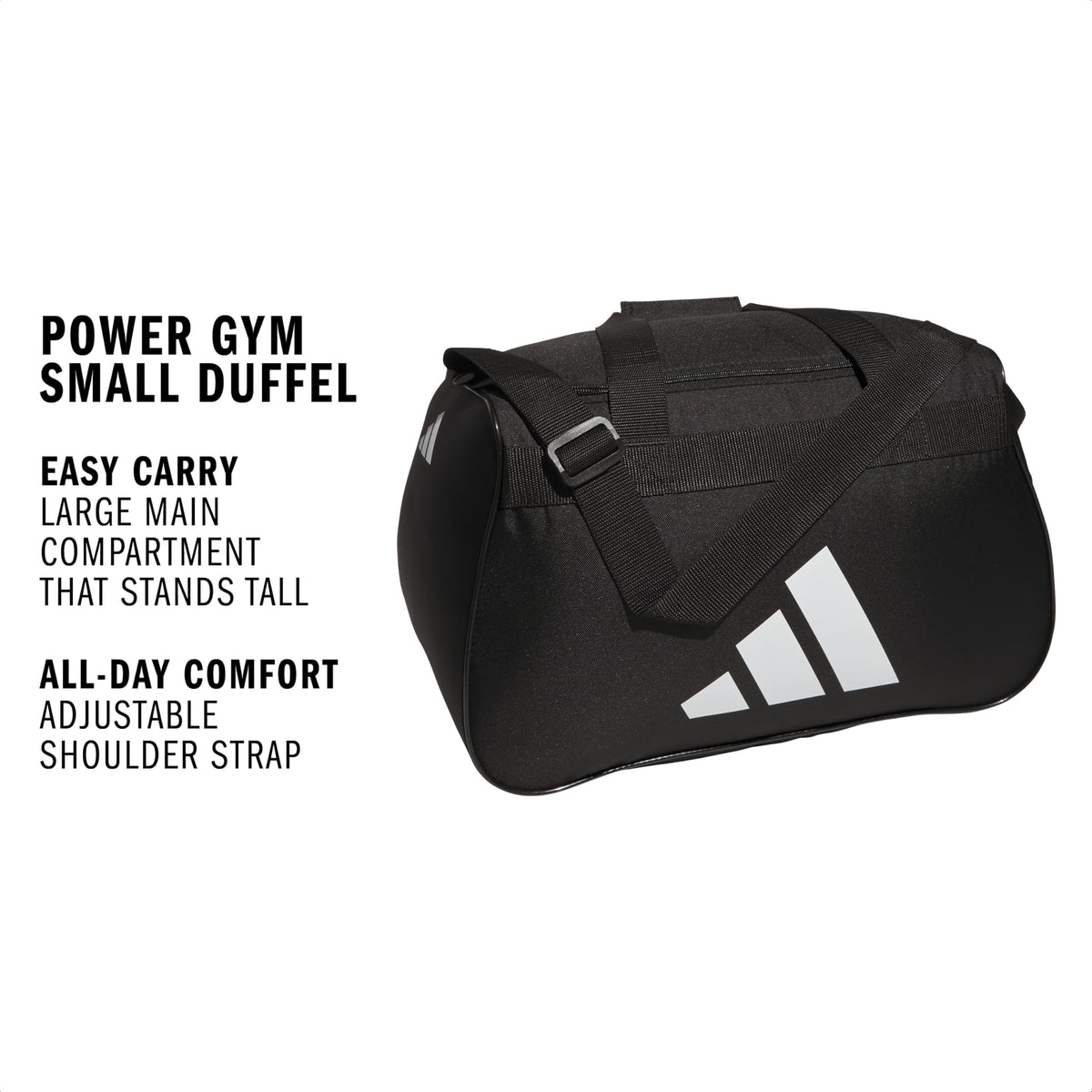 adidas Power Gym Bag – Lightweight Small Duffel, Black/White, OSFA