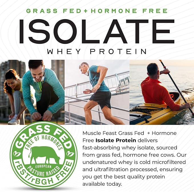 Muscle Feast Grass-Fed Whey Protein Isolate, All Natural Hormone Free Pasture Raised, Whey Isolate