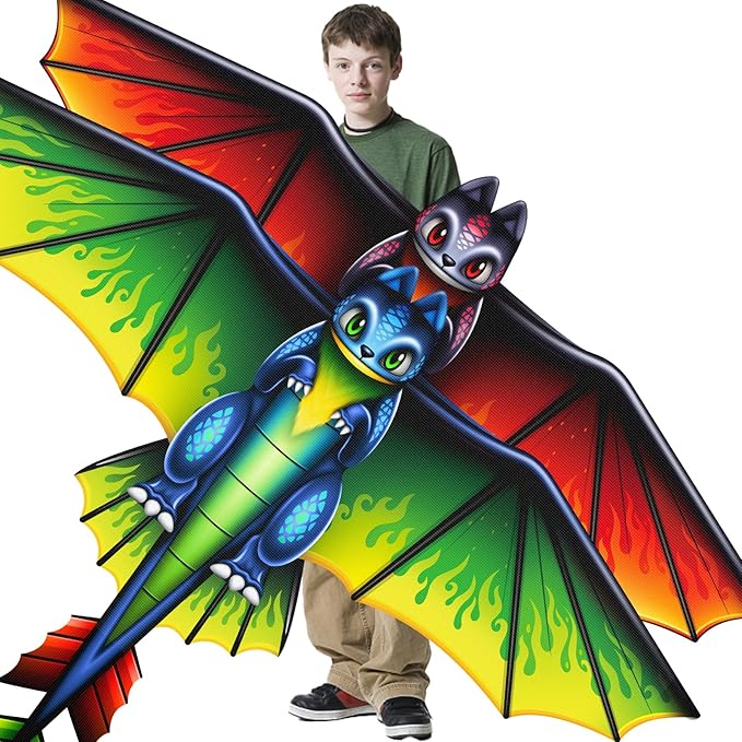 2 Pack Patriotic Eagle & Dragon Kite for Kids and Adults, Easy to Fly Huge Kites for Kids Ages 4-8