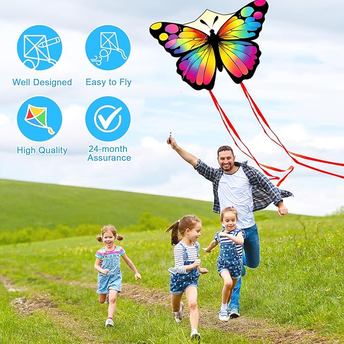 Colorful Butterfly Kites for Kids and Adults, Big Kids Kites Easy to Fly, Beach Kite for