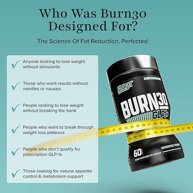BURN30 GLP-1 Supplement - Super Berberine Weight Management Support GLP1 Naturally | Advanced