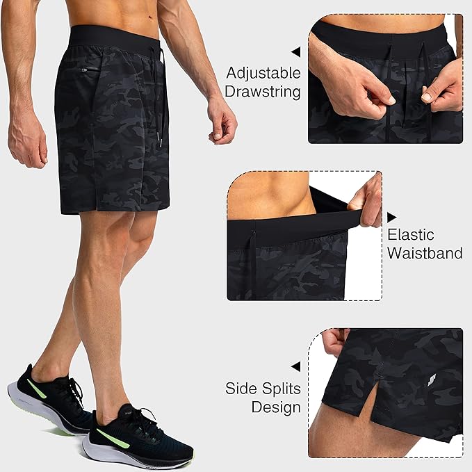 Men's Running Shorts with Zipper Pockets 9 Inch/ 7 Inch / 5 Inch Lightweight Quick Dry Gym Workout