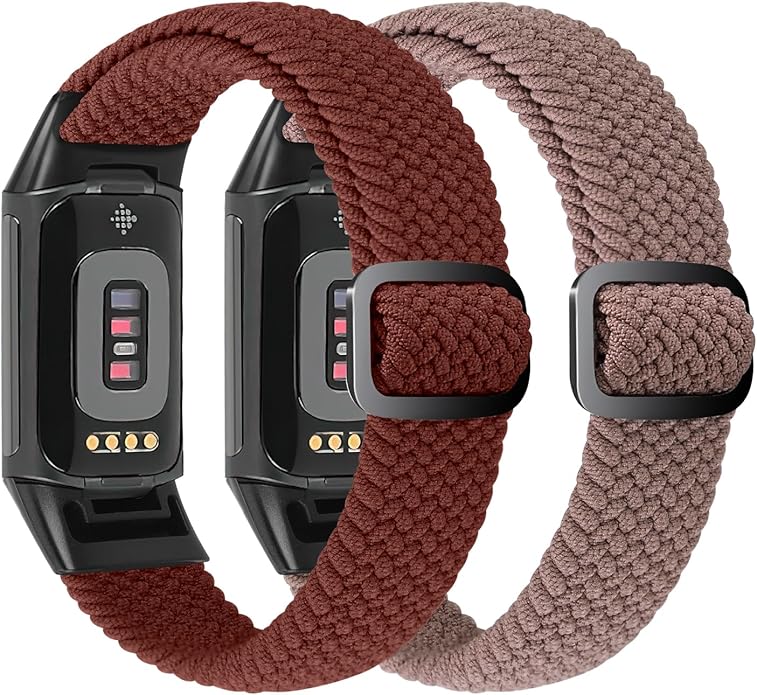 Elastic Braided Bands Compatible with Fitbit Charge 5/Fitbit Charge 6 for Women Men, Breathable
