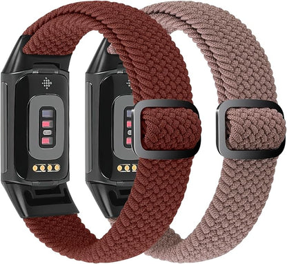 Elastic Braided Bands Compatible with Fitbit Charge 5/Fitbit Charge 6 for Women Men, Breathable
