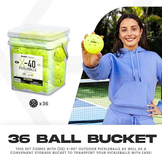 Franklin Sports X-40 Outdoor Pickleballs - Official Ball of USA Pickleball, APP Tour + US Open