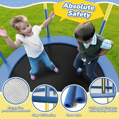 6FT Indoor Trampoline for Kids Ages 1-8, 72" Mini Toddler Indoor & Outdoor Trampoline with Safety