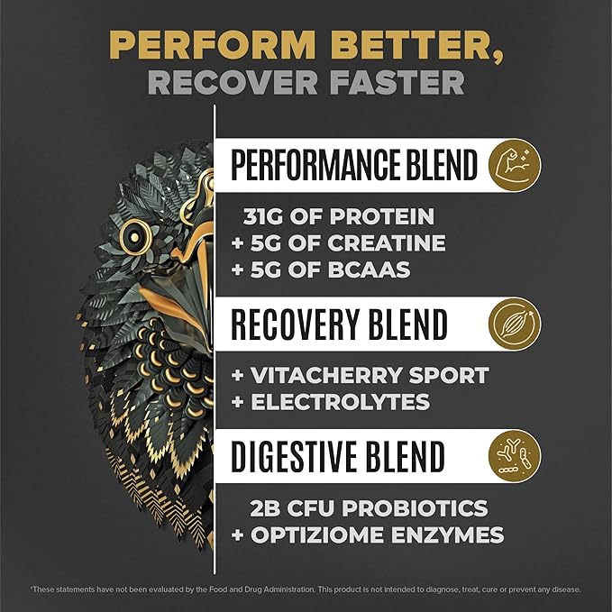 Falcon Performance Vegan Protein Powder, 31g Protein, 5g Creatine, 5g BCAA, Probiotics