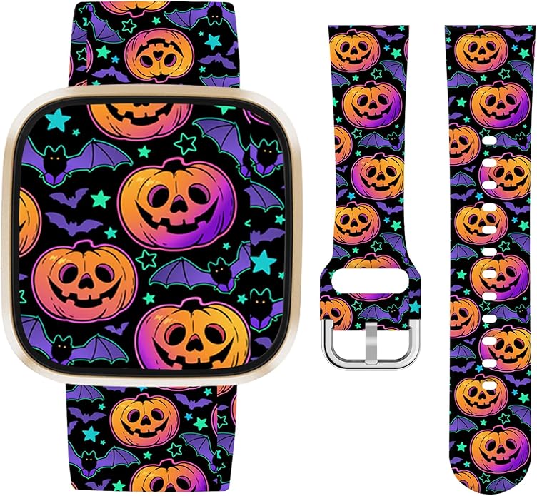 Watbro Halloween Holiday Band Compatible with Fitbit Versa 3 / Sense/Fitbit Versa 4 / Sense 2 Bands