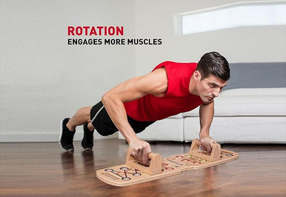 Wooden Portable Push up board, foldable fitness strength training pushup stand with solid bar