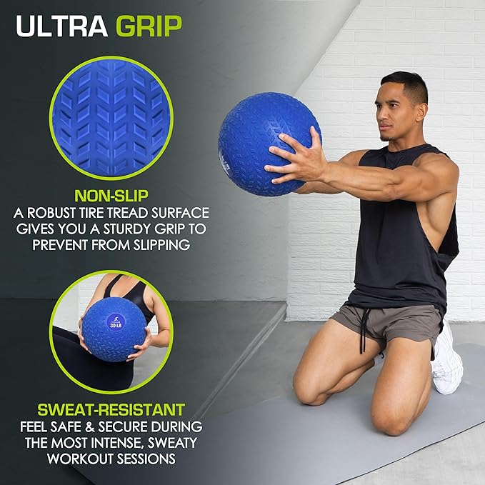 ProsourceFit Slam Medicine Balls 5, 10, 15, 20, 25, 30, 50lbs Smooth and Tread Textured Grip Dead