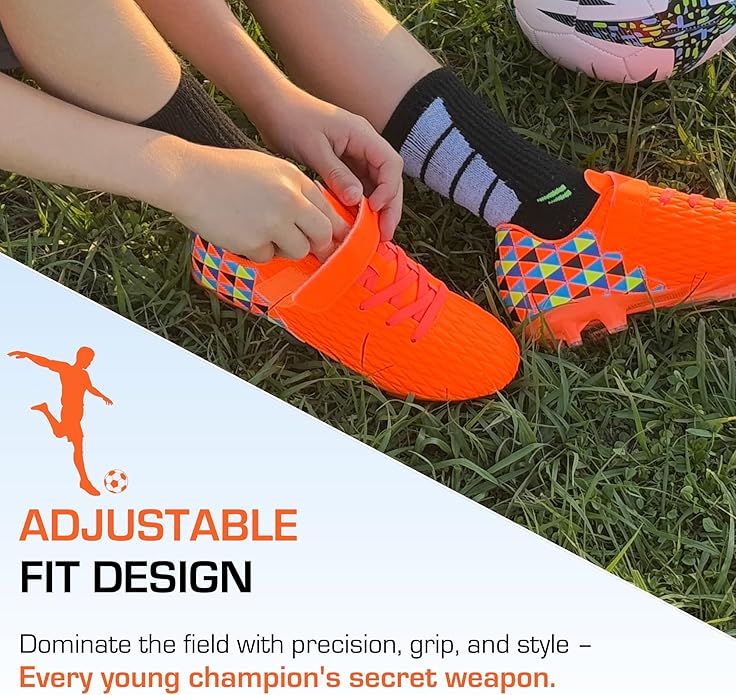 Soccer Cleats for Kids & Youth | Lightweight Football Shoes for Firm Ground | Durable Girls & Boys