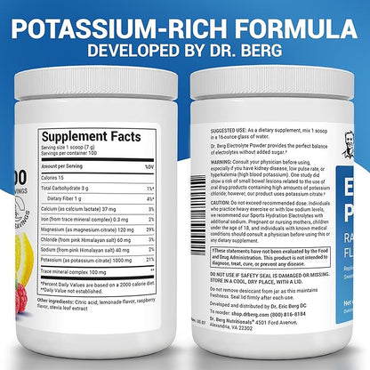 Dr. Berg Zero Sugar Hydration Keto Electrolyte Powder - Enhanced w/ 1000 mg of Potassium & Real