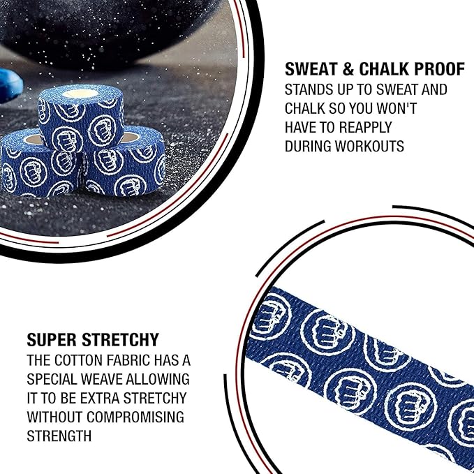 WOD Nation Flexible Hook-Grip Athletic Tape – Easy-Tear, Sweat-Proof Thumb & Finger Strips for