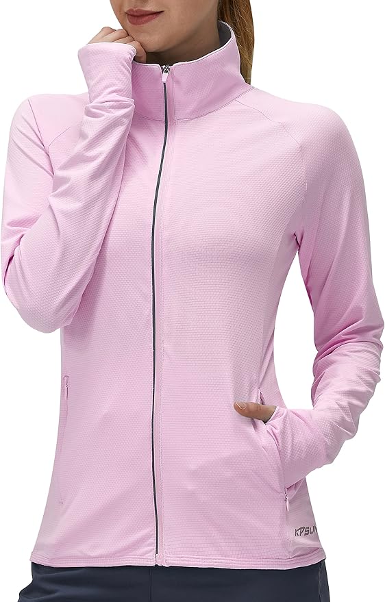 Women's UPF 50+ UV Sun Protection Clothing Long Sleeve Athletic Hiking Shirts Lightweight SPF Zip